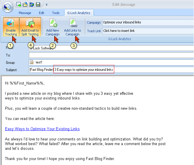 How to Send A/B Split Test with G Lock EasyMail Add email to split test