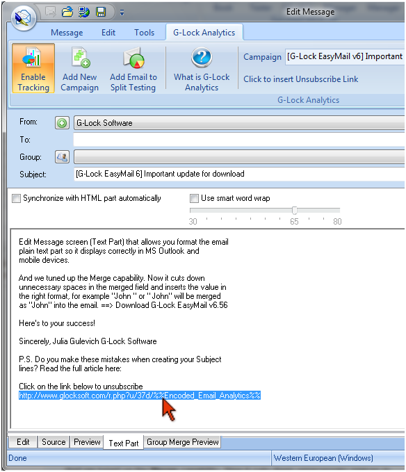 How to Track Your Email Marketing Campaigns add unsubscribe link to text part