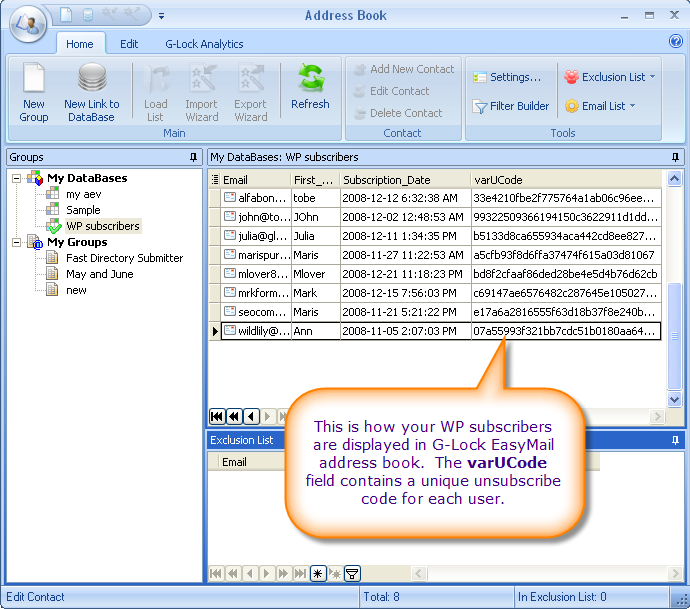 address book How to Connect to Your WordPress Subscribers from G Lock EasyMail