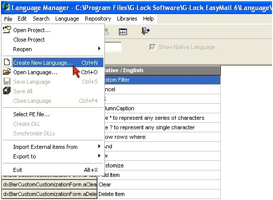 How to Translate G Lock EasyMail GUI Using Language Manager create language How to Translate G Lock EasyMail GUI Using Language Manager