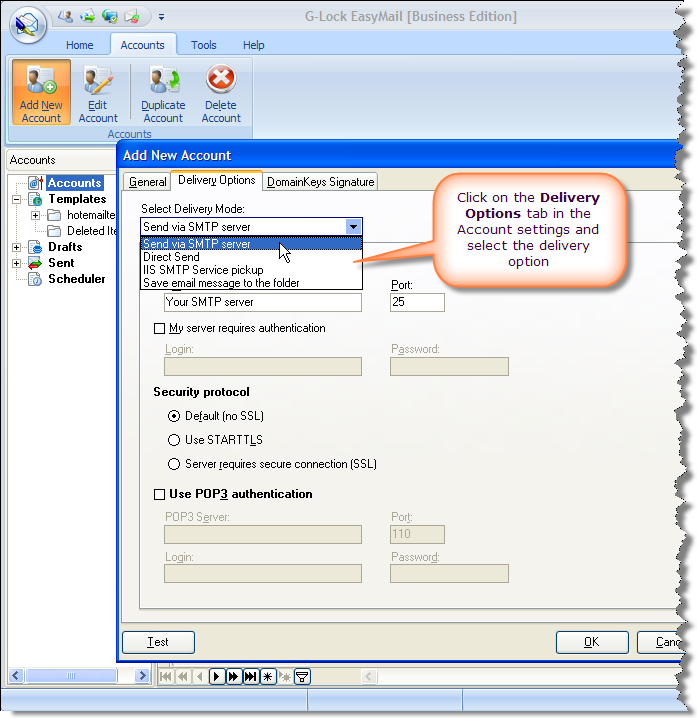 How to Get Started with G Lock EasyMail 6 delivery options How to Get Started with G Lock EasyMail 6