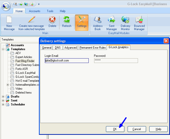 Email tracking account connection