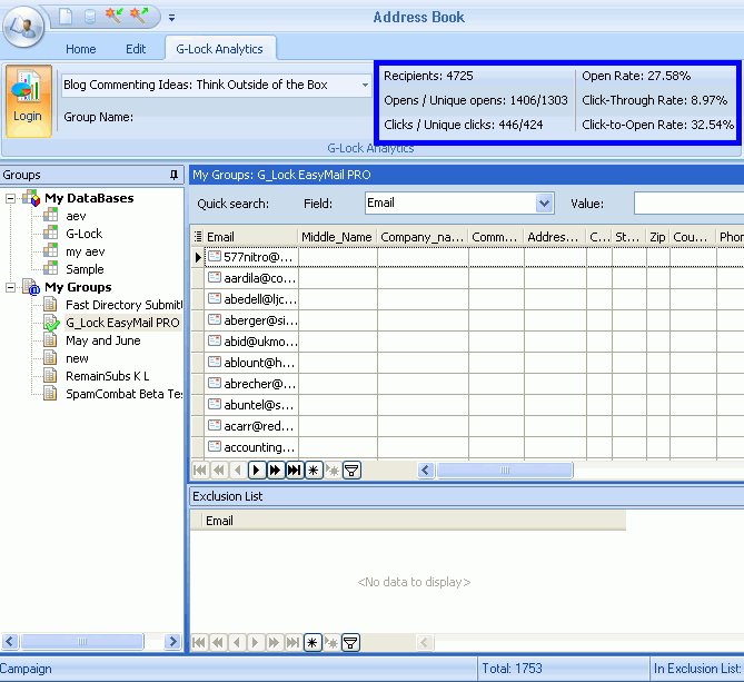 email tracking report