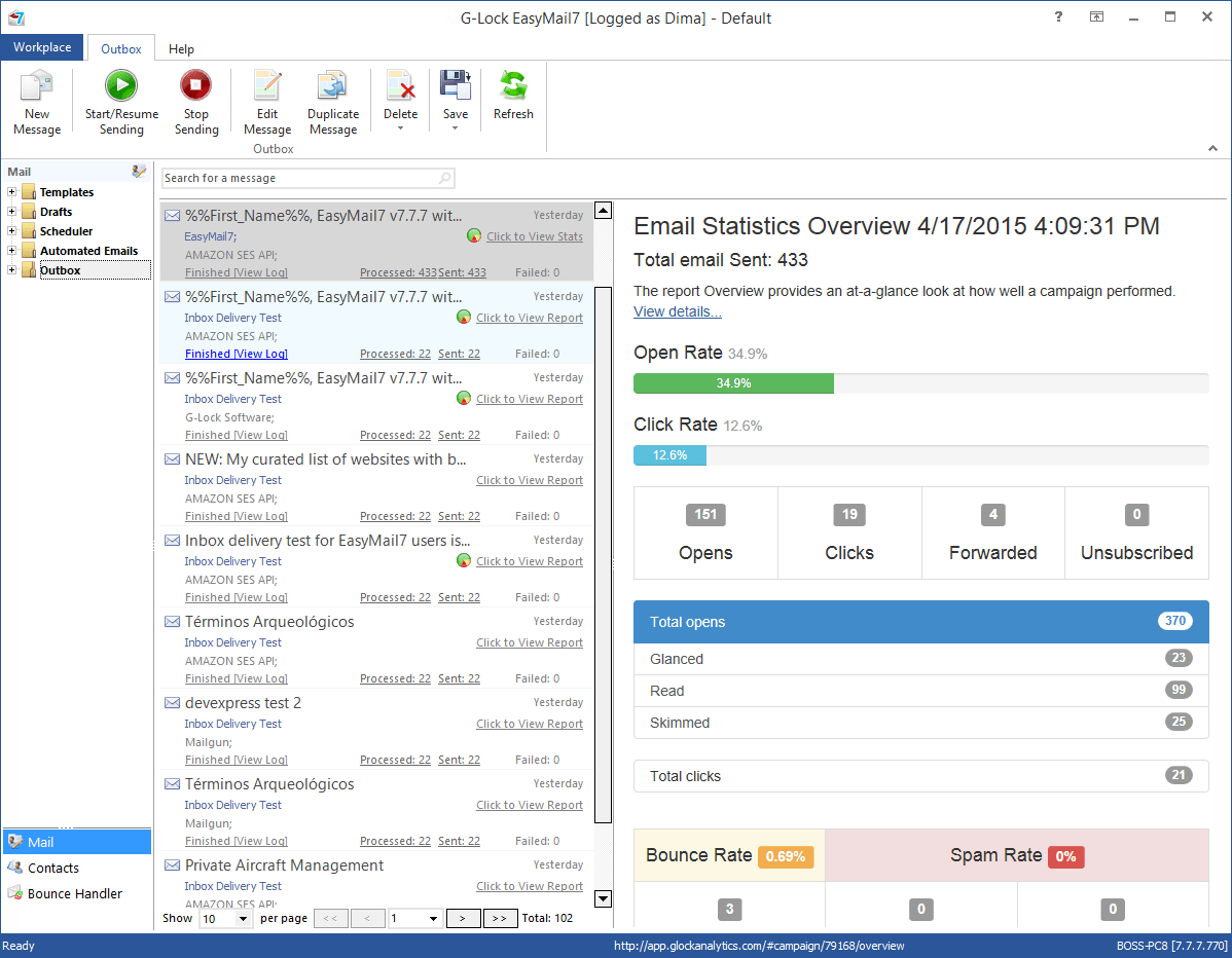 Email Tracking Overview in EasyMail7
