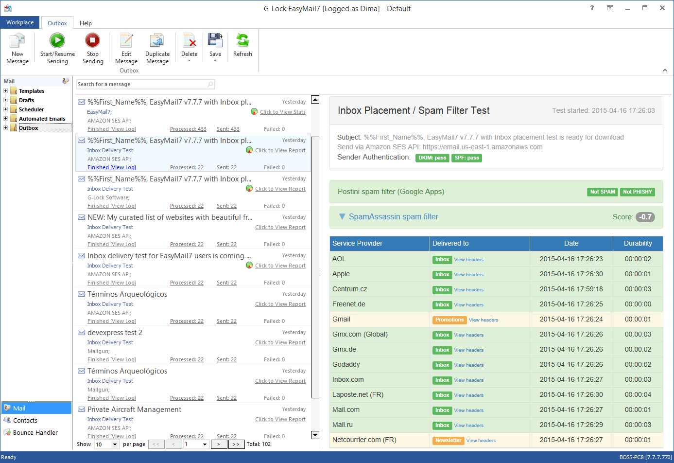 Inbox Delivery Testing