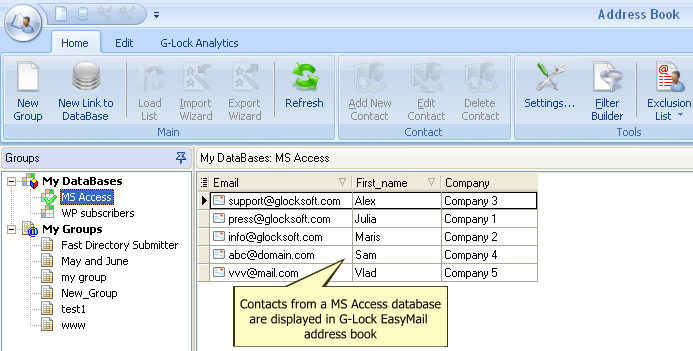 How to Connect to MS Access Database from G Lock EasyMail connection done