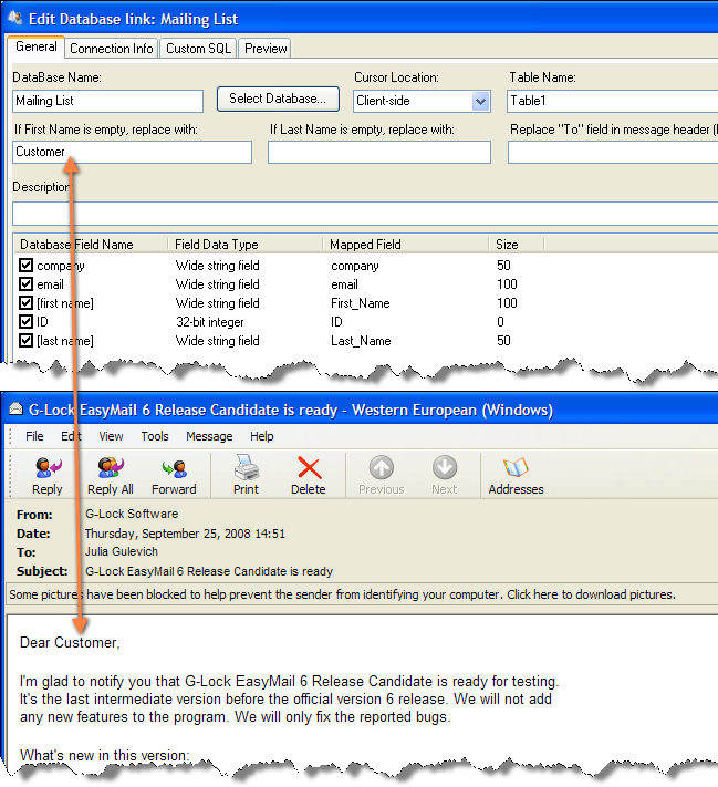 Personalizing the Email for Each Recipient merge customer Personalizing the Email for Each Recipient