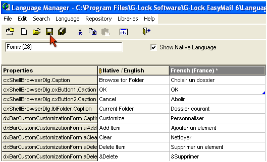 How to Translate G Lock EasyMail GUI Using Language Manager save project How to Translate G Lock EasyMail GUI Using Language Manager