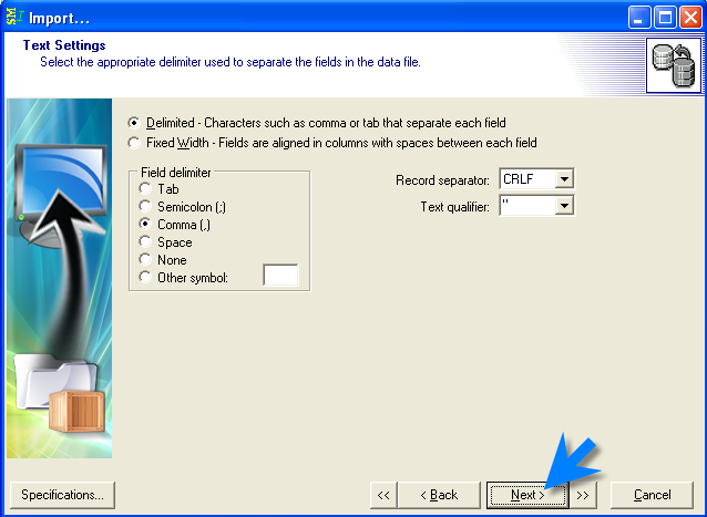 How to Import Contacts from CSV File into G Lock EasyMail Address Book select delimiter How to Import Contacts from CSV File into G Lock EasyMail Address Book