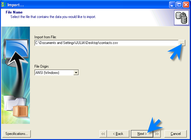 How to Import Contacts from CSV File into G Lock EasyMail Address Book select file How to Import Contacts from CSV File into G Lock EasyMail Address Book