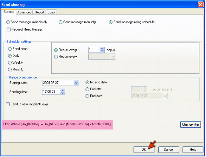 How to Send a Greeting Card to the Recipients Using Scheduler send greeting card