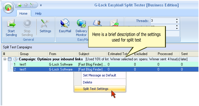 How to Send A/B Split Test with G Lock EasyMail Customize split test settings