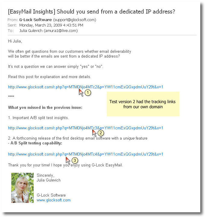 Do Tracking Links Reduce Click Through Rate? (Case Study) Test email 2